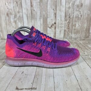 Nike Free RN Flyknit 2017 Womens 9 Hyper Orange Court Purple 880844-600